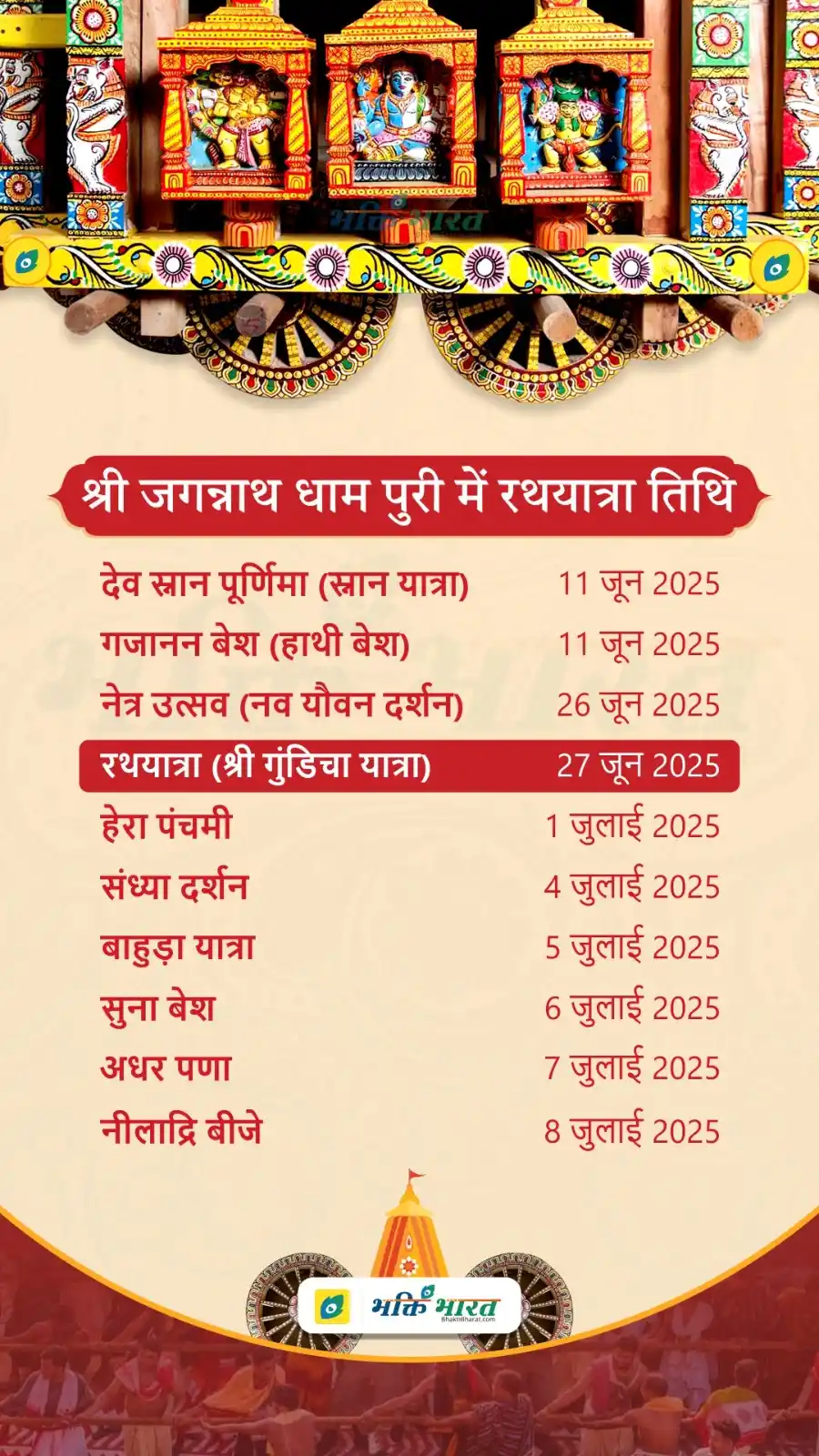Image from Bhakti Bharat: *जगन्नाथ यात्रा 2025 की संपूर्ण जानकारियों को विस्तार से जानने के लिए ...