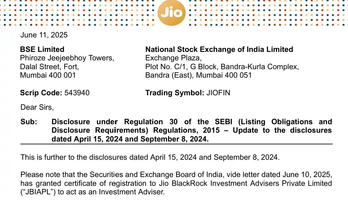 Image from BhartiyNiveshak (BN Ka Parivaar): JIOFIN Jio Finance SEBI granted license to Jio BlackRock Investment A...