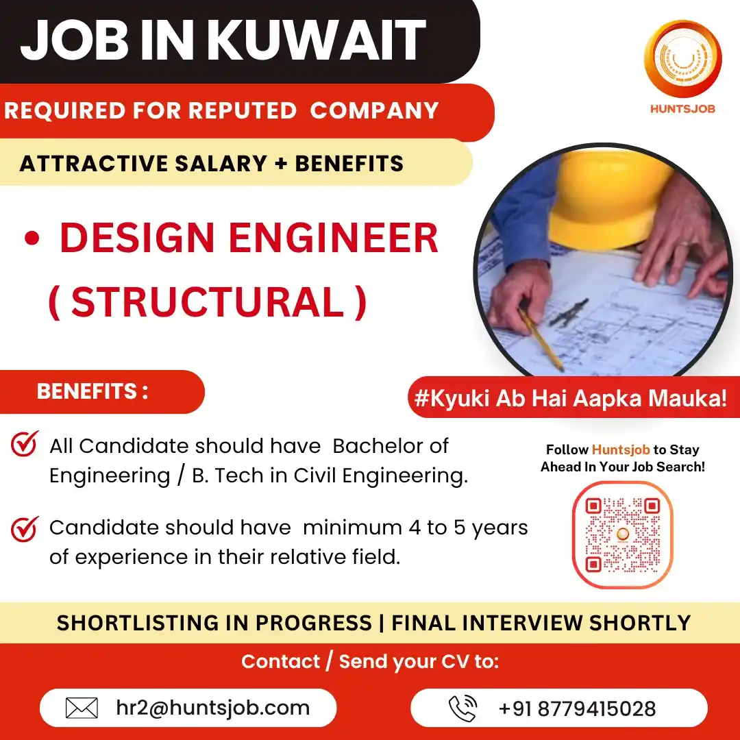 Image from Huntsjob: Jobs in Kuwait✈️ ▶Design Engineer (Structural) https://www.huntsjob.co...