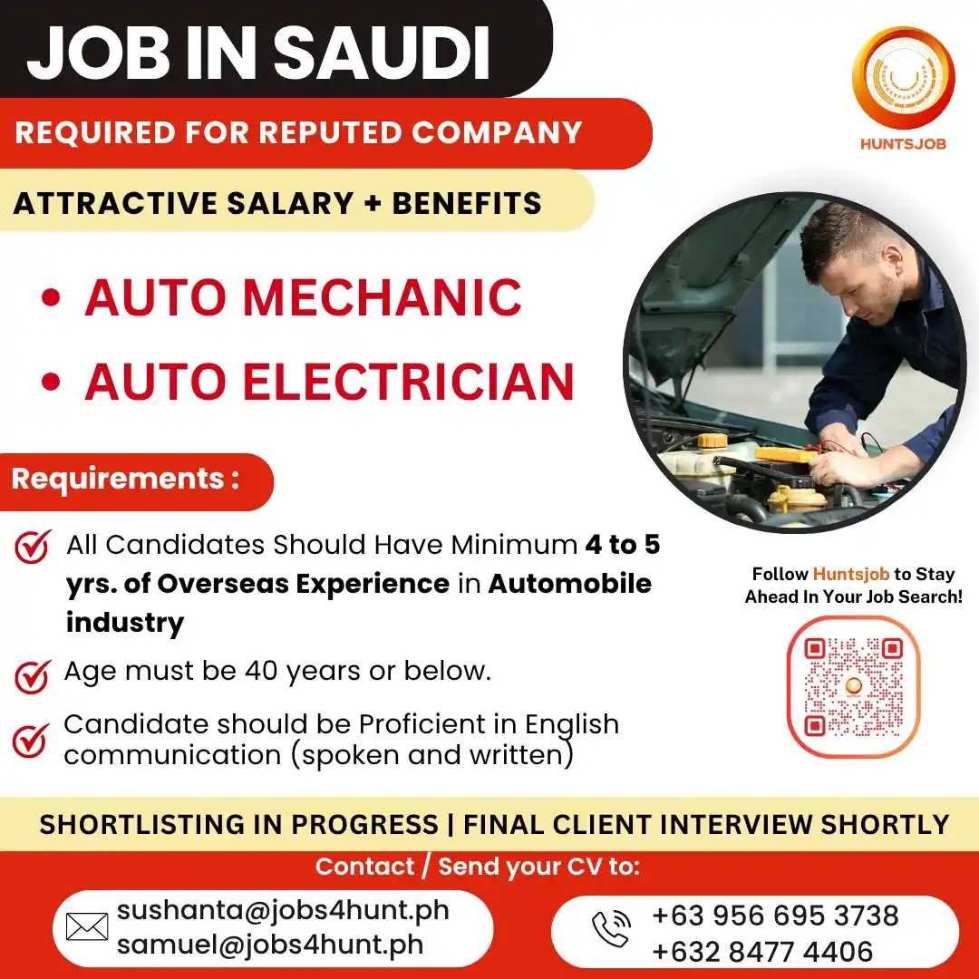 Image from Huntsjob: Jobs in Saudi✈️ ▶Auto Mechanic https://www.huntsjob.com/jobdetails/aut...