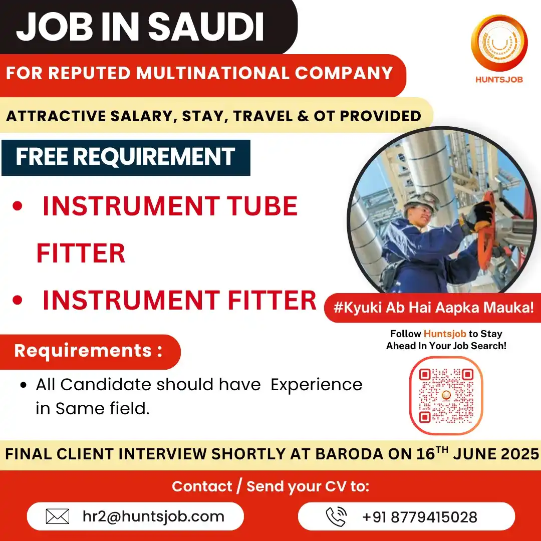 Image from Huntsjob: Jobs in Saudi✈️ ▶Instrument Tube Fitter https://www.huntsjob.com/jobde...