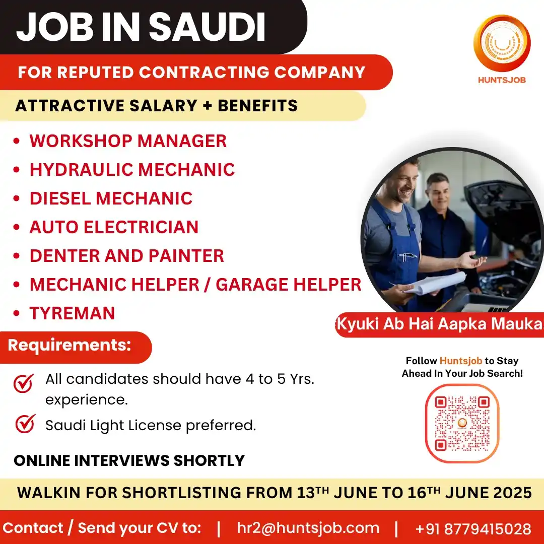Image from Huntsjob: Jobs in Saudi✈️ ▶Workshop Manager https://www.huntsjob.com/jobdetails/...