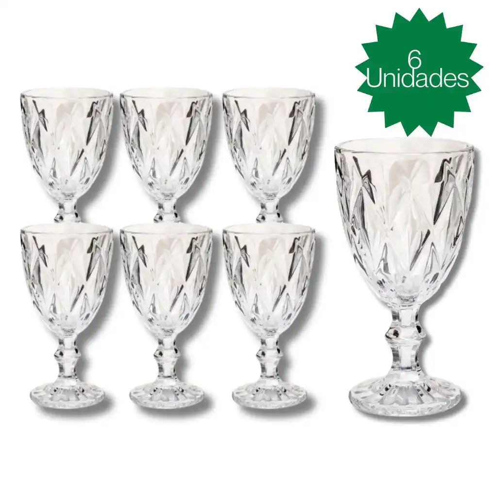Image from Promos e ofertas | achadinho online : 🔥 Jogo 6 Taça Diamante Copo Vidro Transparente Bico De Jaca 330ml De...