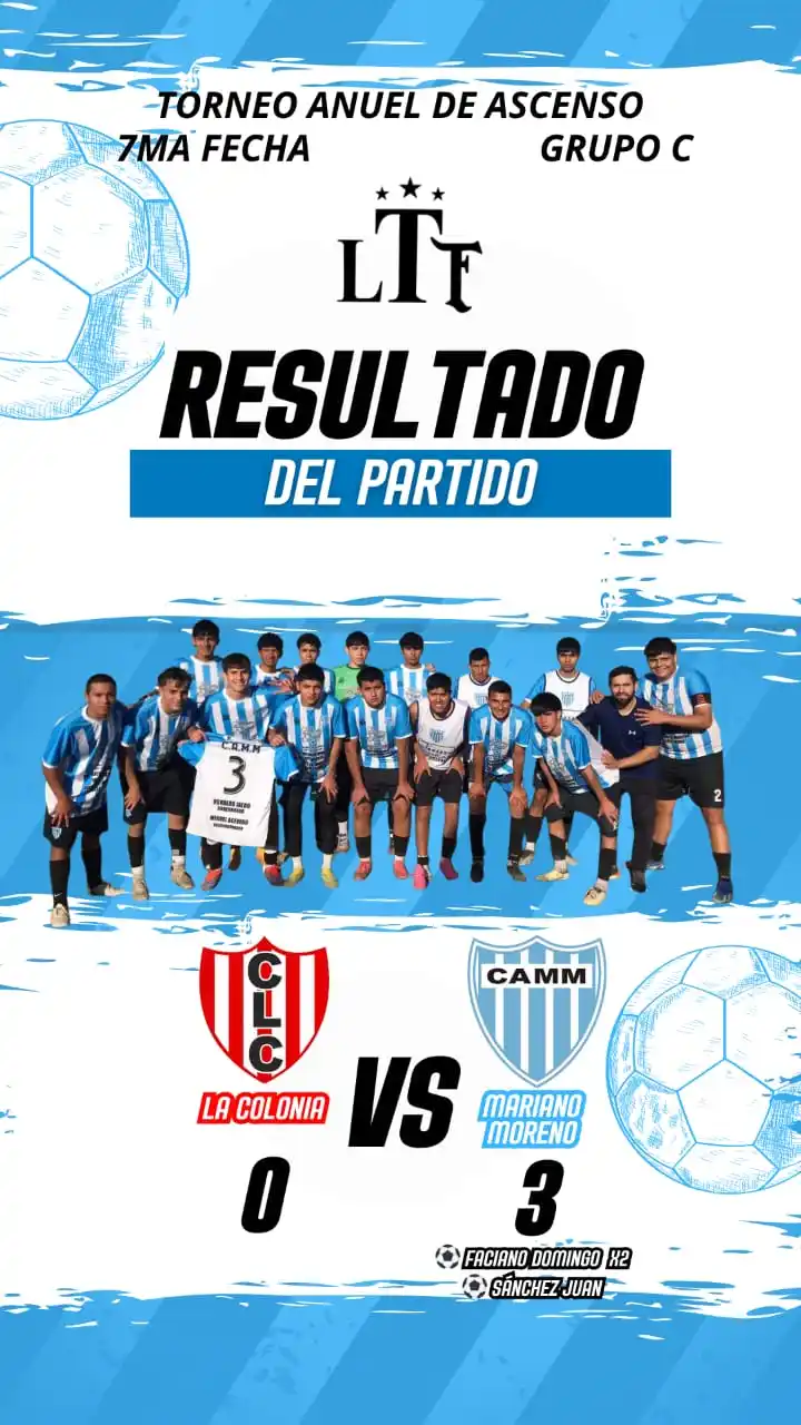 Image from C.A. Mariano Moreno 🩵🤍: ❤️🤍 _*LA COLONIA vs*_ 🩵🤍 _*MARIANO MORENO*_ 👉 Por la 7ma fecha de...