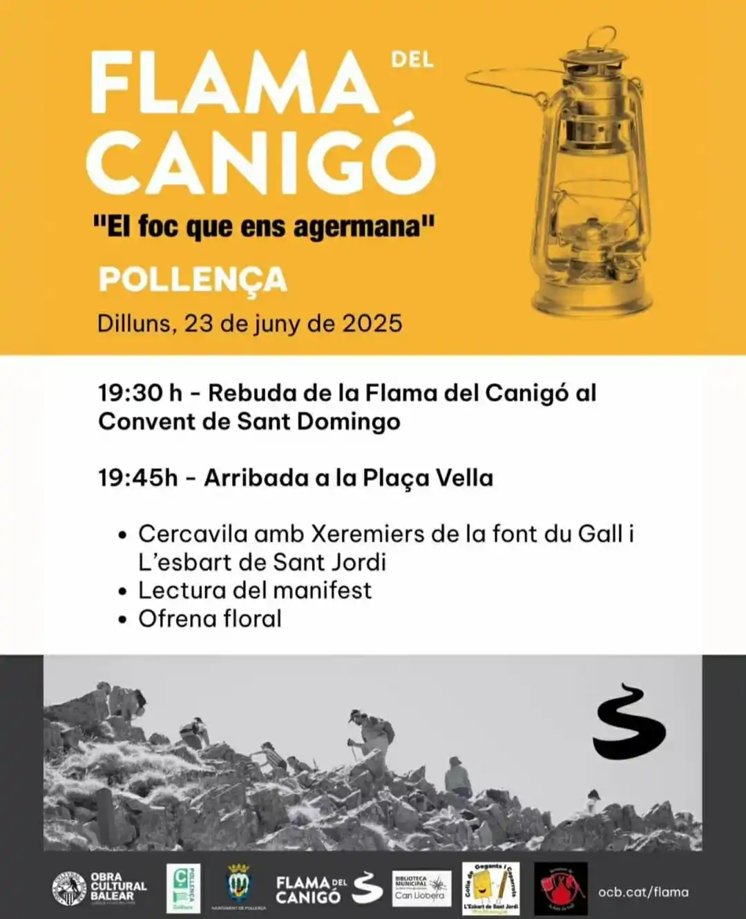 Image from Ajuntament de Pollença: 🔥 La Flama del Canigó arribarà a Pollença el pròxim dilluns 23 de jun...