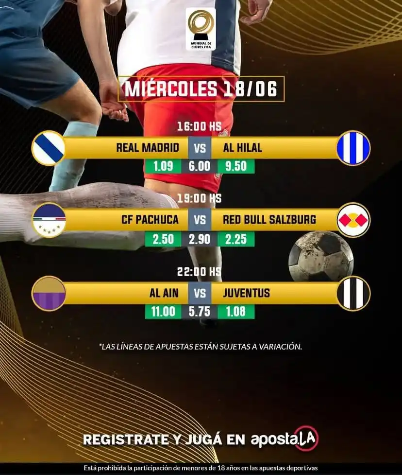 Image from Informaciones Deportivas.: ¡La pasión del Mundial de Clubes en @Apostala! 🙌🏼🏆 Este miércoles...