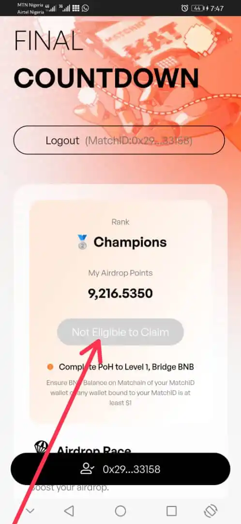 Image from WEB3PLANETZ: *MATCHAIN AIRDROP CLAIMING*  You must have 1$ worth of bnb Matchain to...