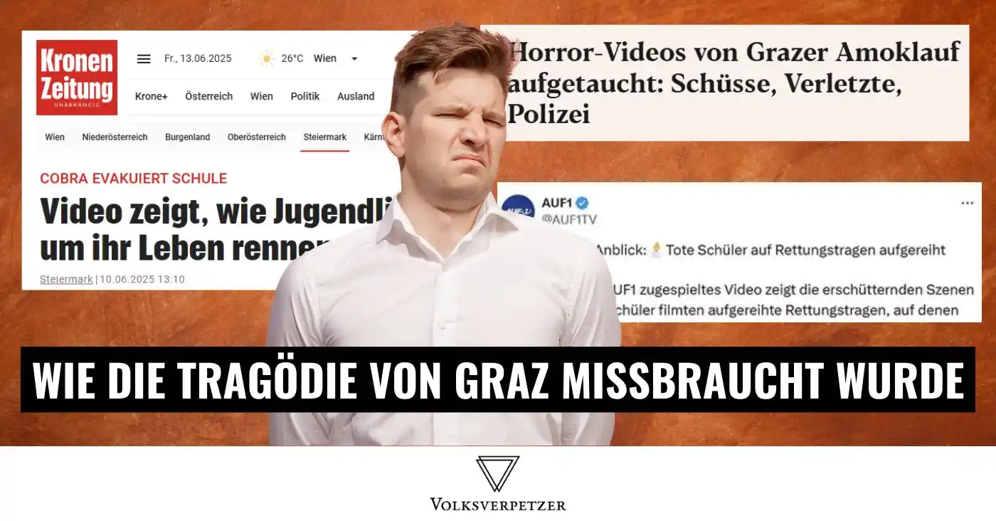 Image from Volksverpetzer: Nach dem Amoklauf in Graz haben österreichische Boulevardmedien skrupe...