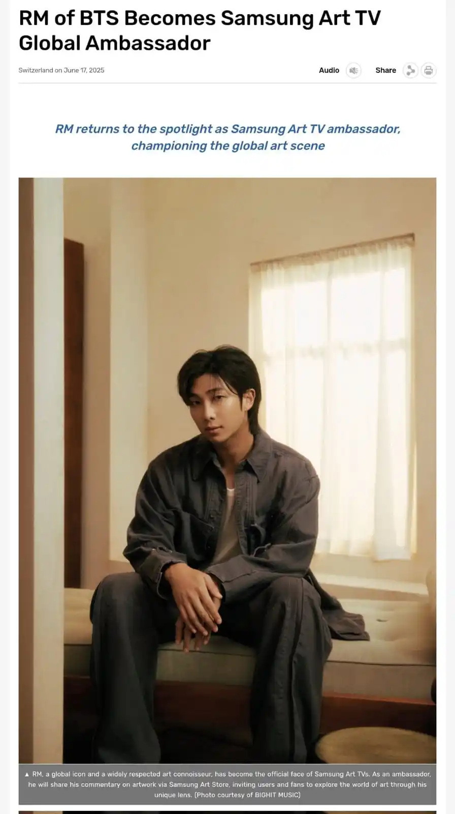 Image from INFO BTS: Namjoon se convierte en Embajador Global de Samsung Art TV 📺 RM regr...