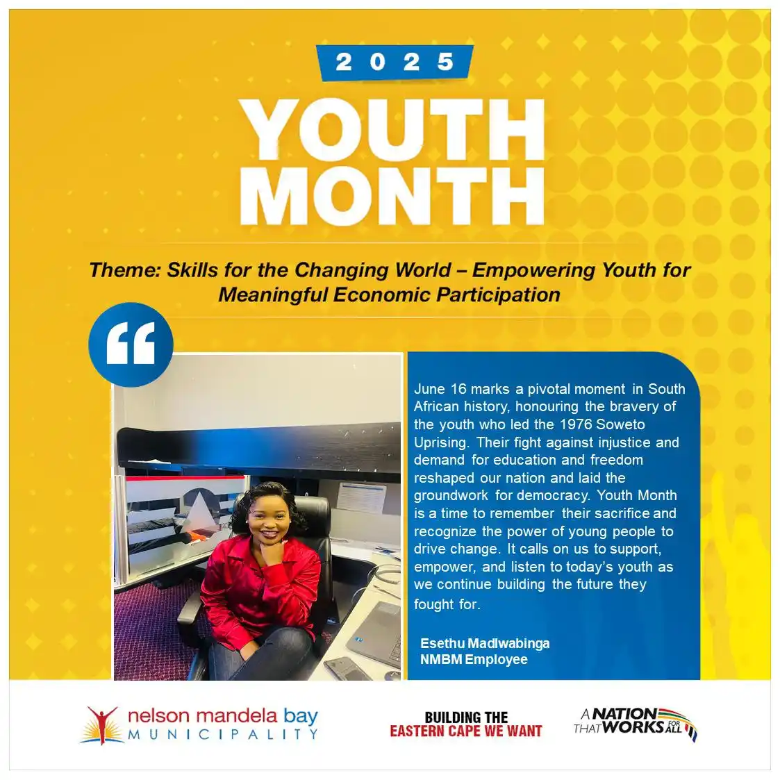 Image from Nelson Mandela Bay Municipality : Nelson Mandela Bay Municipality celebrates Youth Month under the theme...