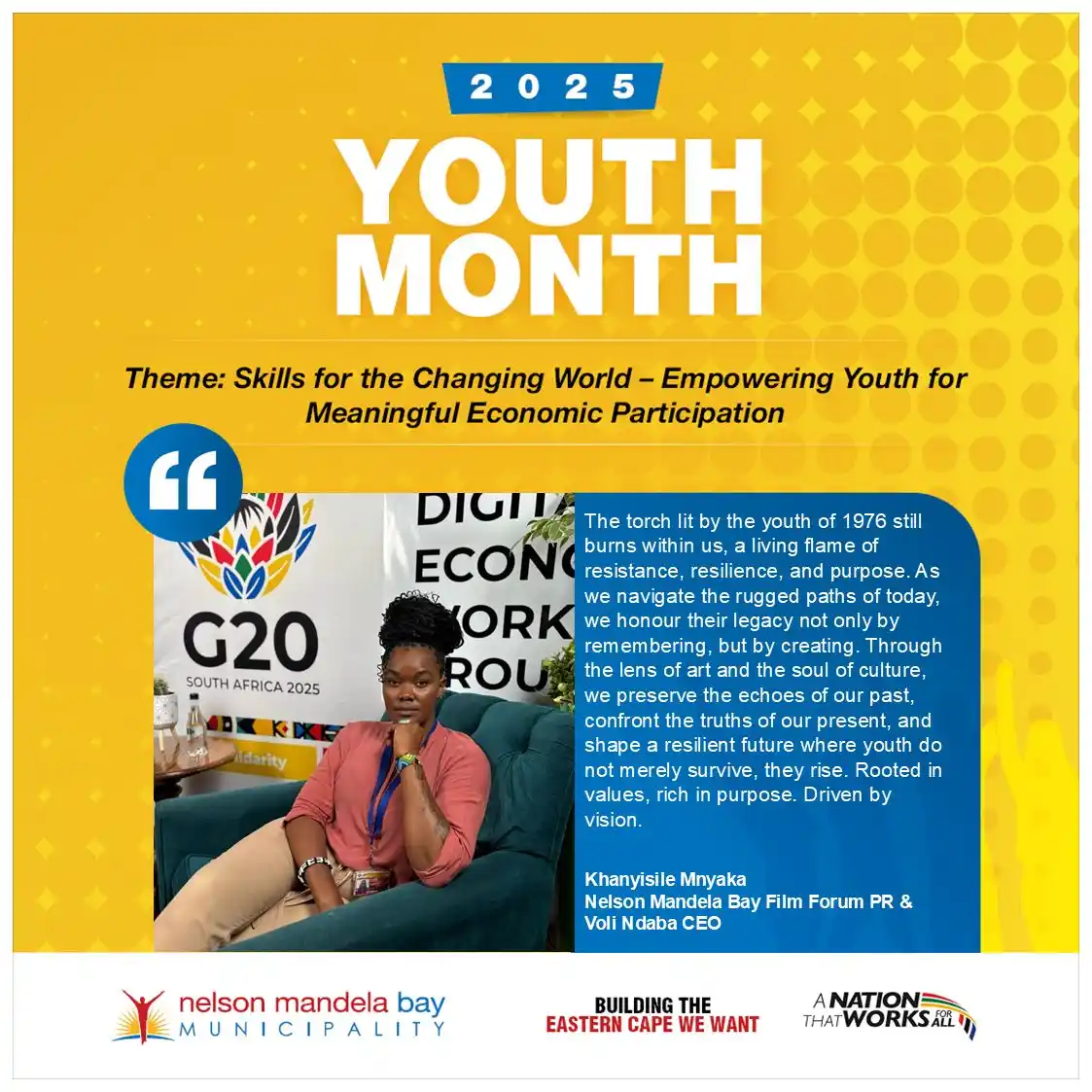 Image from Nelson Mandela Bay Municipality : Nelson Mandela Bay Municipality celebrates Youth Month under the theme...