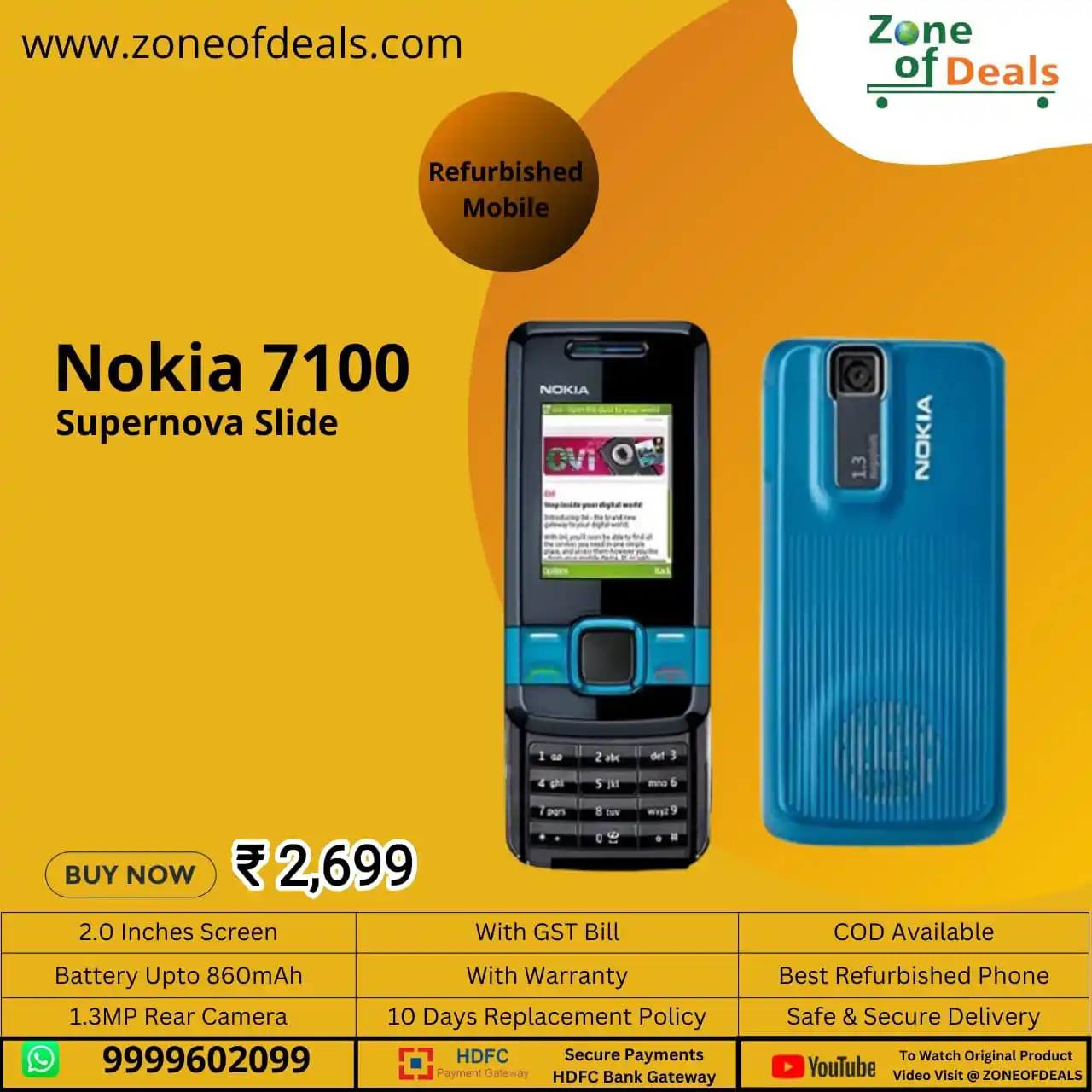 Image from Zoneofdeals.com - India: 🟢 Nokia 7100 Slider Keypad Phone – Premium Vintage Phones 💰 Price:...