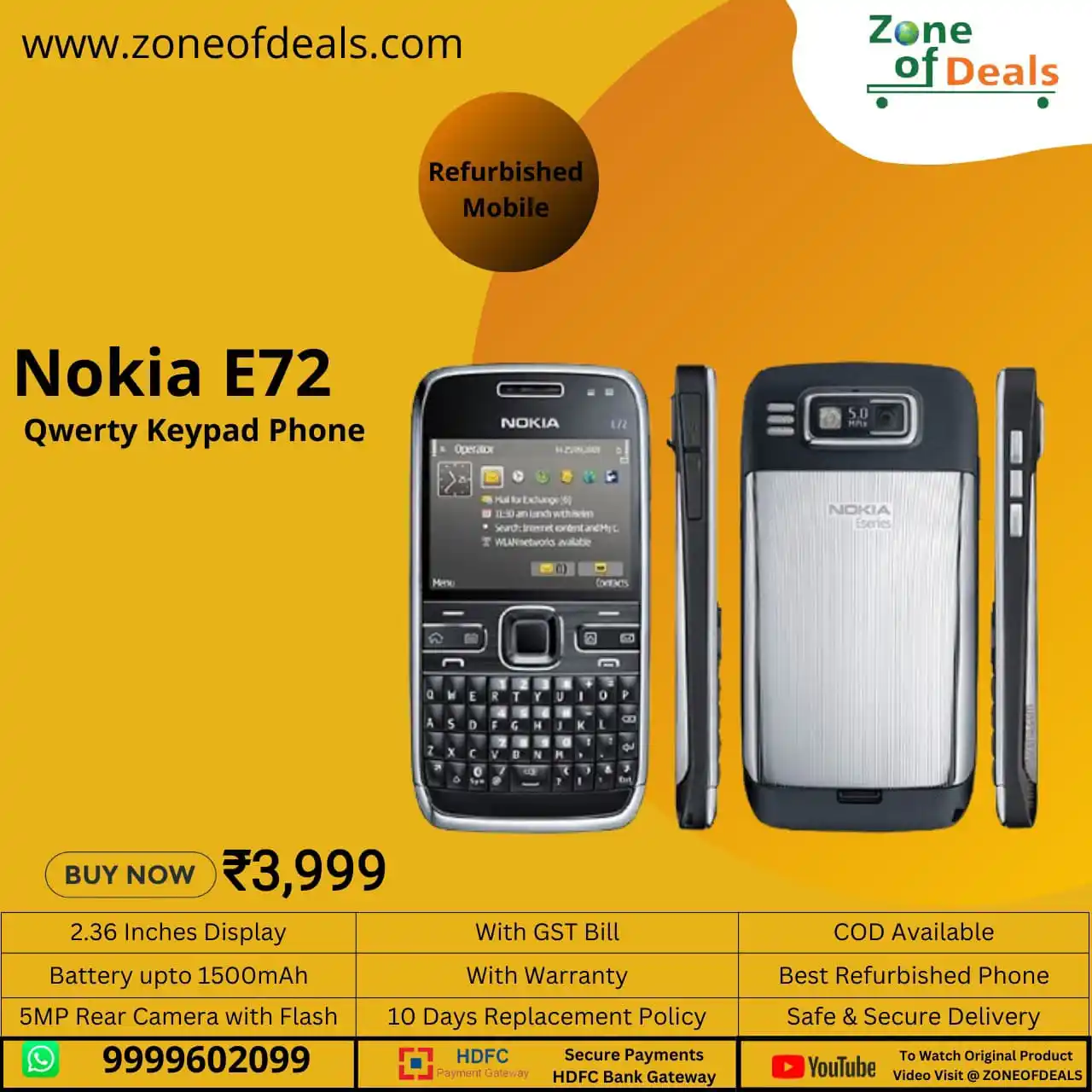 Image from Zoneofdeals.com - India: 🟢 Nokia E72 – Business Legend is Back! Premium Classic keypad Phone f...