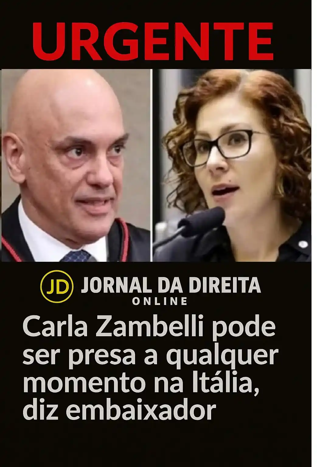 Image from Jornal Da Direita Online: O embaixador do Brasil na Itália, Renato Mosca, afirmou que a deputada...