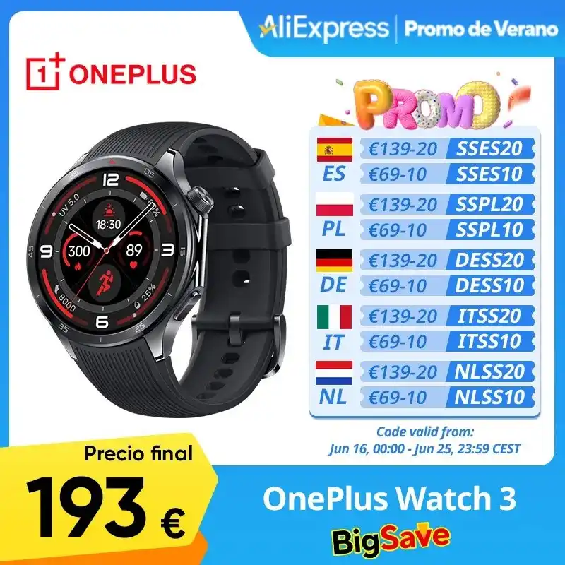 Image from OfertasExpress tecnología : OnePlus Watch 3 Con Pantalla LTPO AMOLED de 1,50 pulgadas Procesador S...