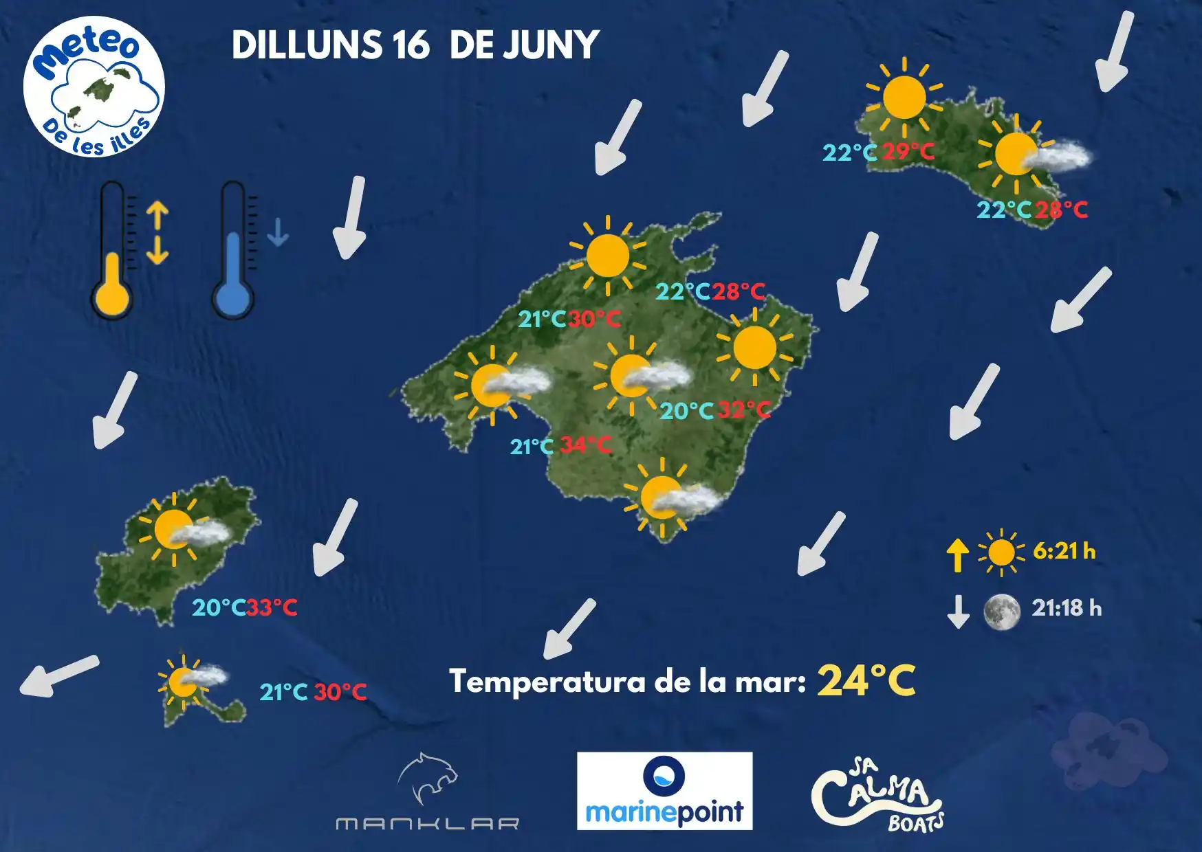 Image from METEO DE LES ILLES: Per a demà a les illes. ☺️Bones notícies pel que fa a les temperature...
