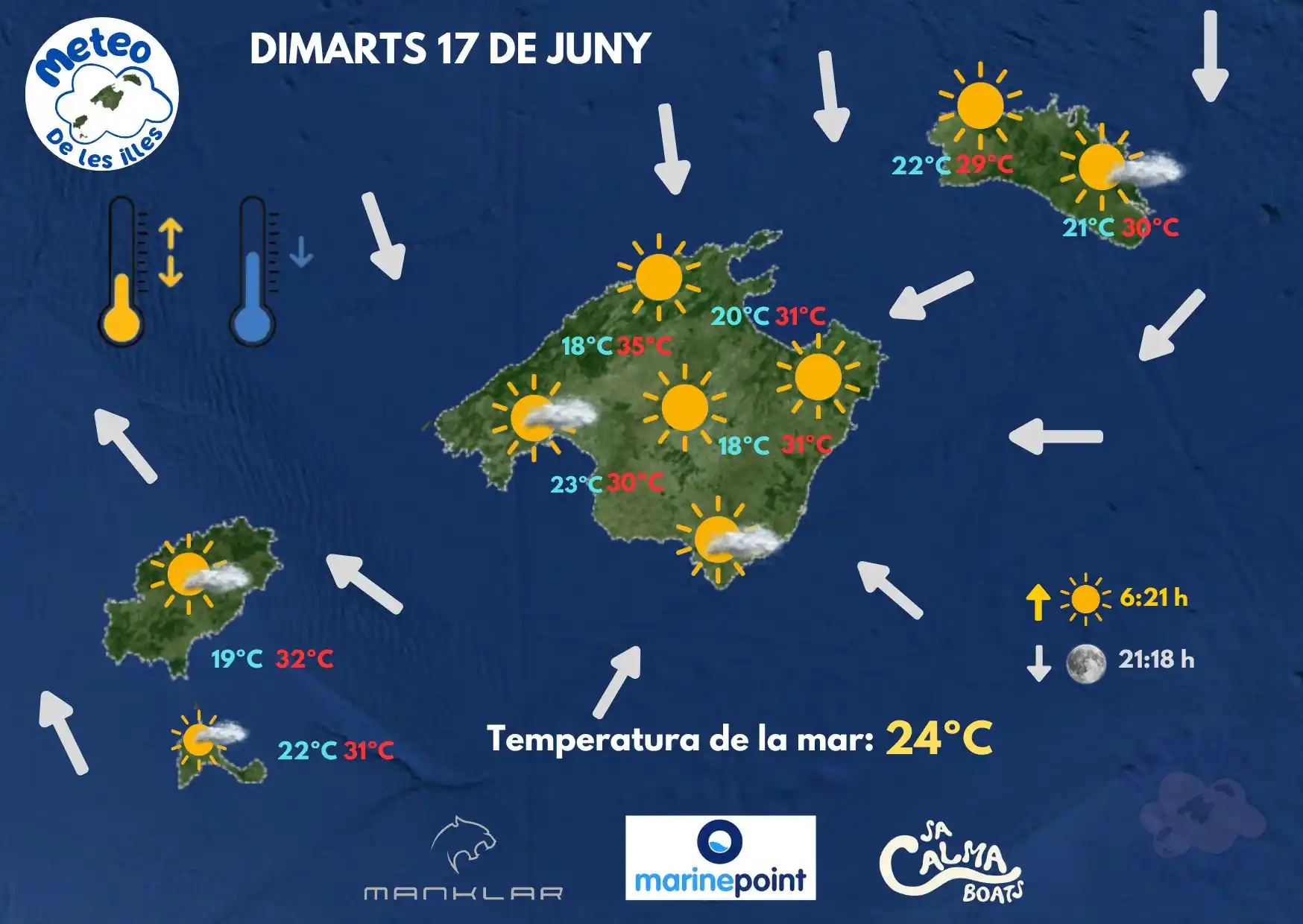 Image from METEO DE LES ILLES: Per a demà a les illes. 😎☀️S’espera una jornada tranquil·la en gener...
