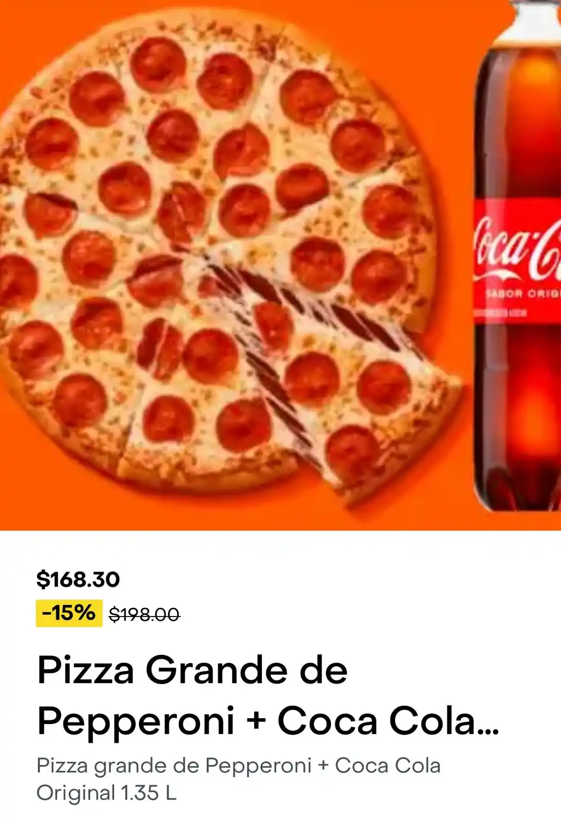 Image from Rappi MID: *Pizza grande de pepperoni + Coca Cola por $169 de Little Caesars*🍕pa...