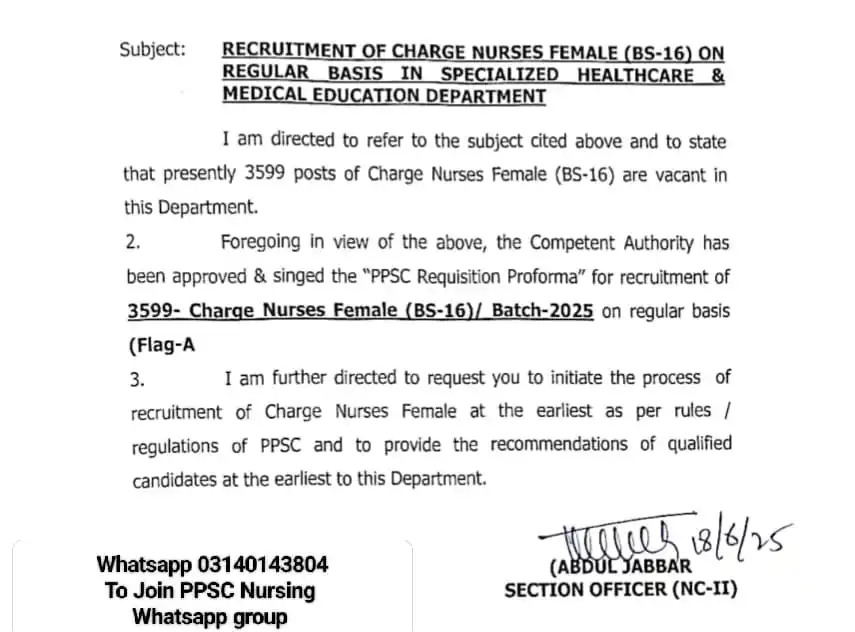 Image from Preparation with Sir Tauqeer PPSC FPSC CSS NTS PMS SPSC KPPSC AJKPSC OTS BPSC IBA FIA Jobs GK MCQs: *PPSC Upcoming Seats Nursing* *نئی چارج نرسز BS-16 ٹوٹل 3599 سیٹوں کی...