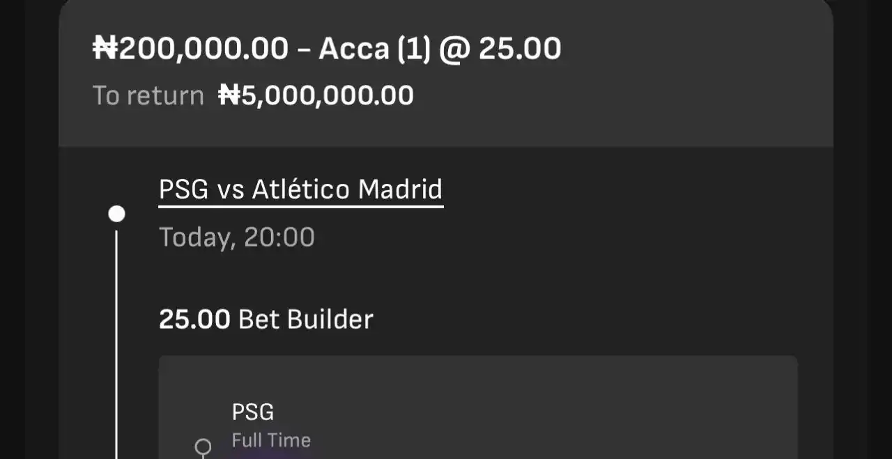Image from Emmanuel Oc KING OF ALL SPORT: PSG vs ATM ⚽️ BETBUILDER ON LIVESCOREBET BOOKING CODE💜 z4wno - 2...