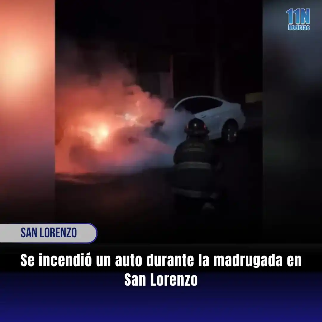 Image from 11Noticias: *🚘🔥 Se incendió un auto durante la madrugada en San Lorenzo* ➕Sucedi...