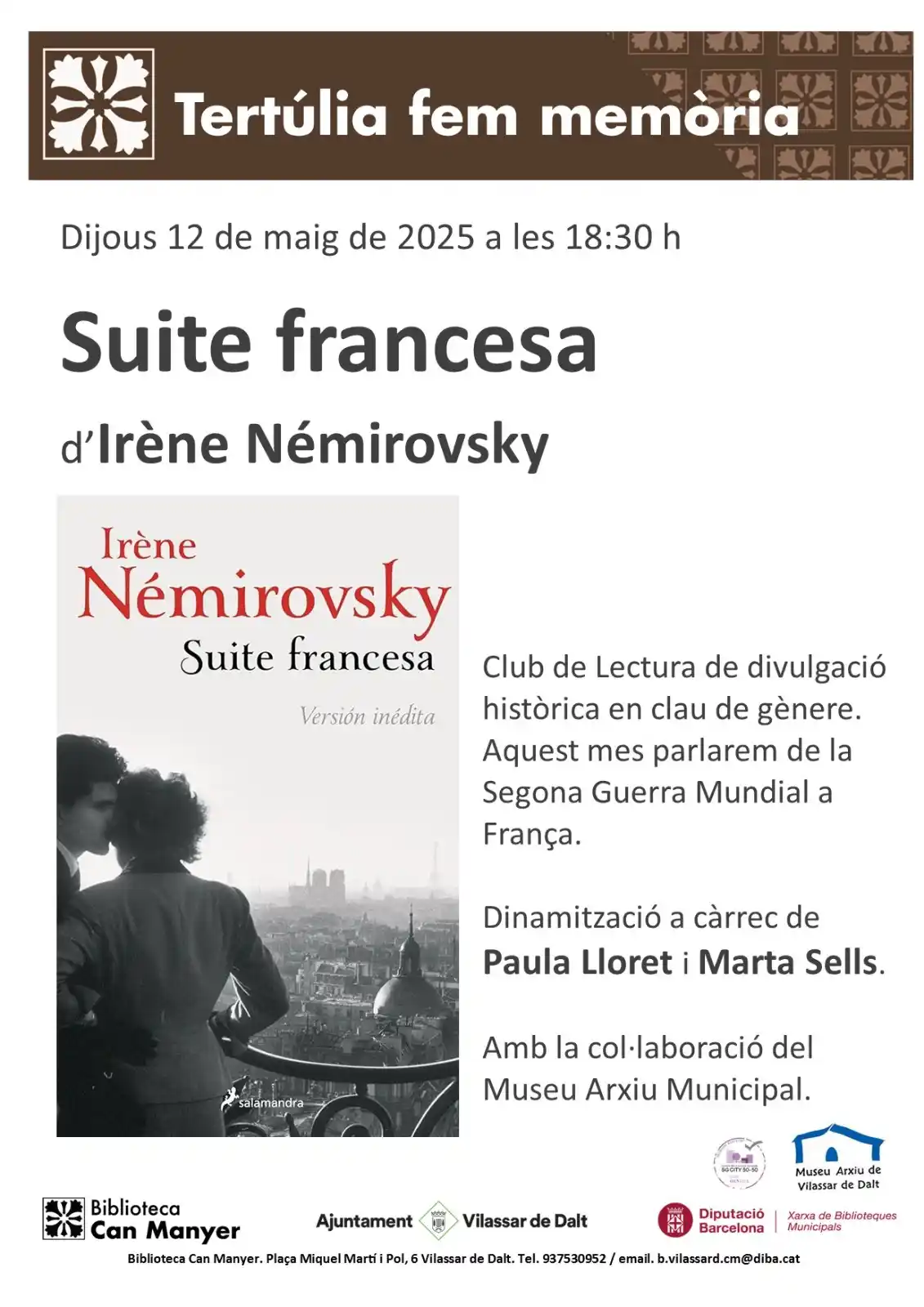 Image from Ajuntament de Vilassar de Dalt: 'Suite francesa' d'Irène Némirovsky és el llibre d'aquest mes de la te...