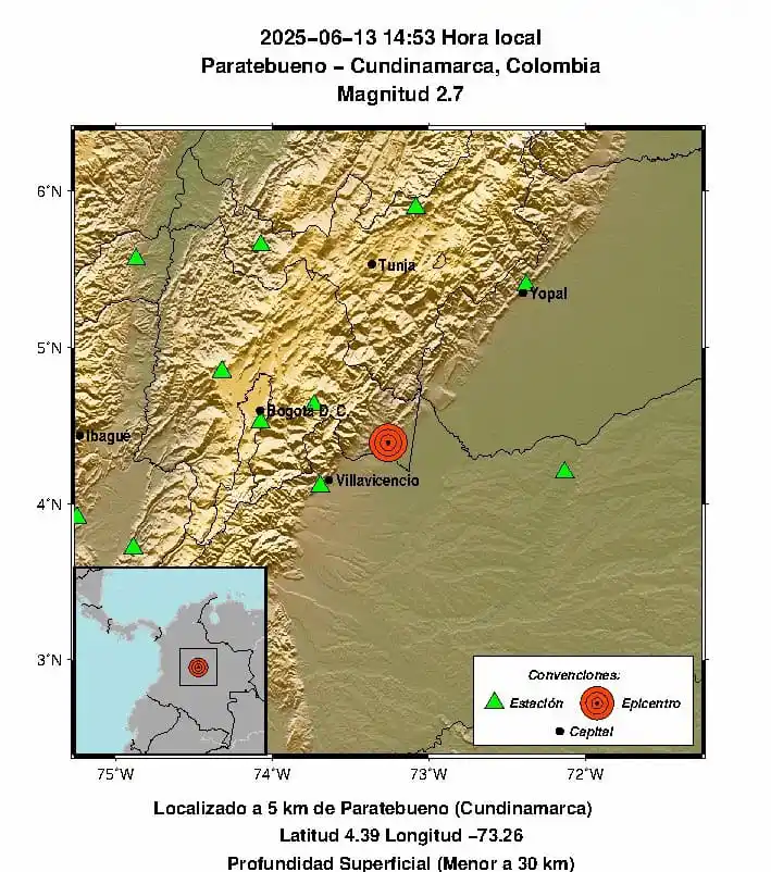 Image from DIEGONOTICIAS: 😬Tembló hace pocos minutos en Paratebueno, con una magnitud de 2.7 y ...