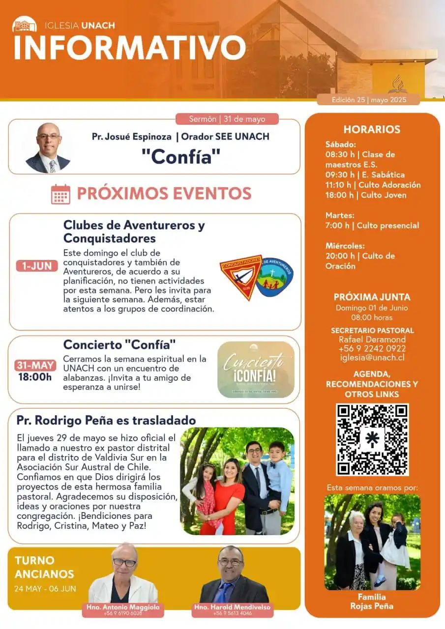 Image from Iglesia Unach: _Último sábado de mayo. ¡Disfrutemos con alegría!_ Si desea obtener m...