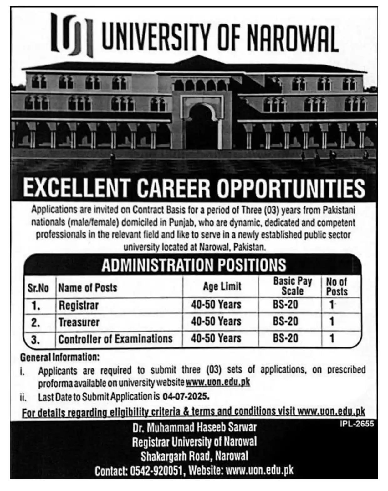 Image from Jobs and Education Network | New Pak Jobs | Latest Career Opportunities in 🇵🇰: *University of Narowal Jobs 2025* Education: M.Ed, M.Phil, Master, MS...