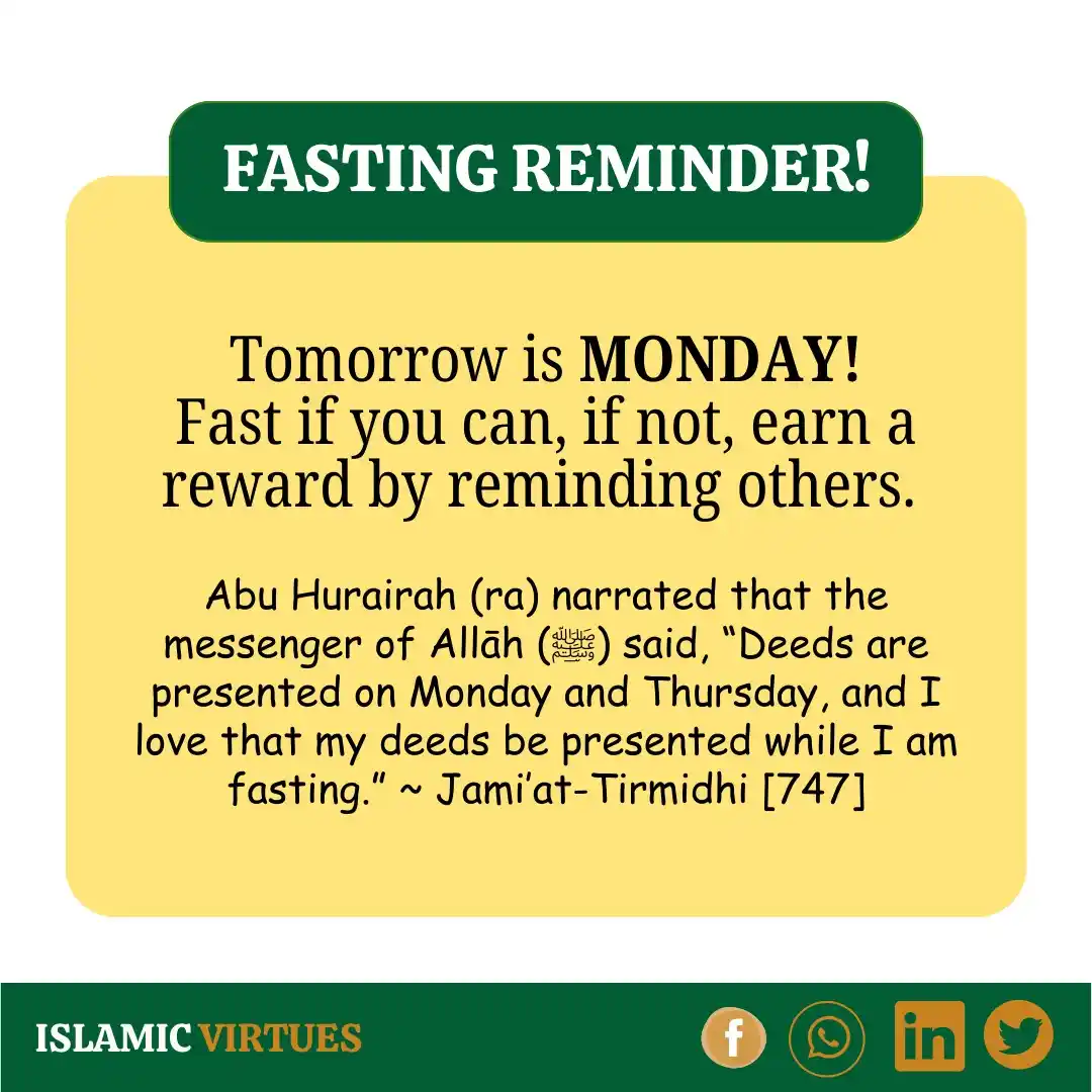Image from Islamic Virtues: _"Whoever fasts for one day for Allāh's Pleasure, Allāh will keep his ...