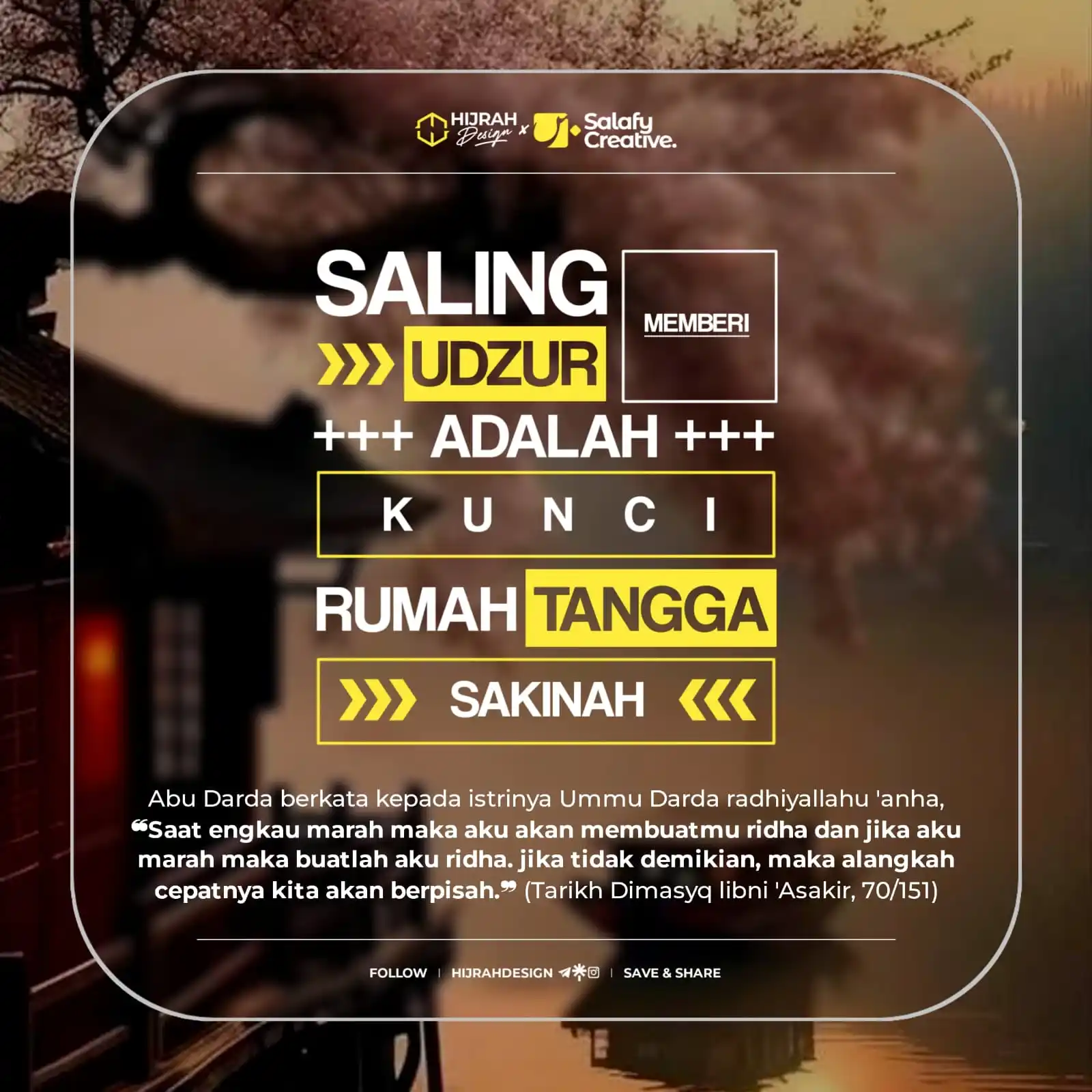 Image from HIJRAH DESIGN: *(1786) SALING MEMBERI UDZUR ADALAH KUNCI RUMAH TANGGA SAKINAH* 🔄 Si...