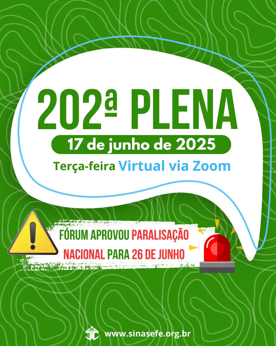 Image from SINASEFE Notícias: 📢 *202ª PLENA* 🚩 ✅ SINASEFE realizou nesta terça-feira (17/06) sua ...