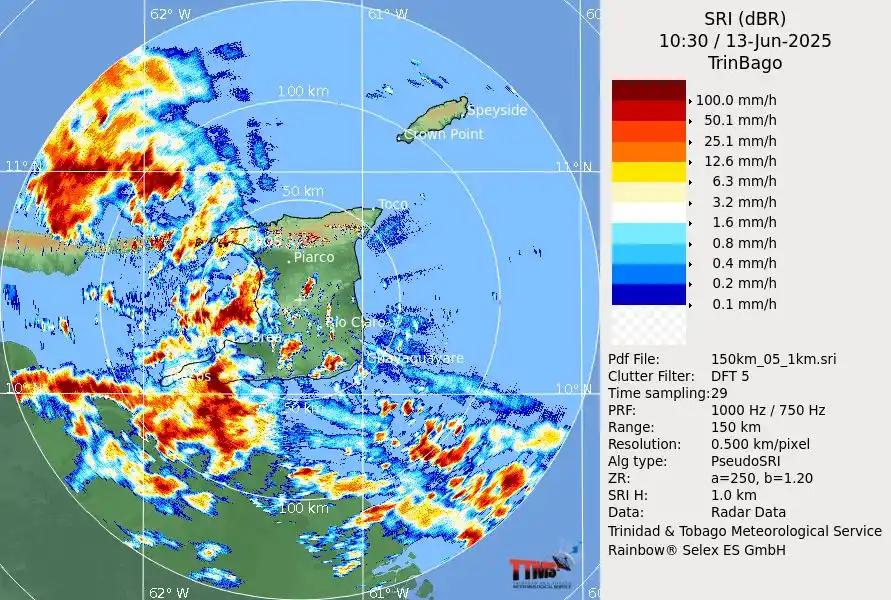 Image from Trinidad and Tobago Weather Center: *7:00 AM – Mixed Weather Conditions across Trinidad likely to Graduall...