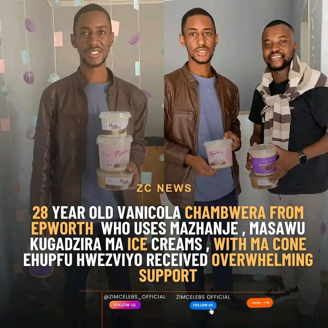 Image from TiKtok | Videos❤🎧.: A 28-year-old man from Epworth, Vanicola Chambwera, is making ice crea...