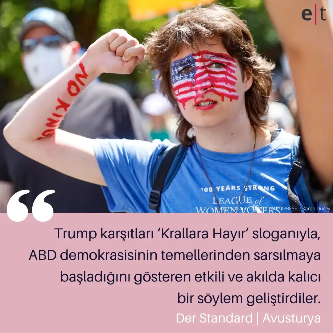 Image from eurotopics Medya Takibi: *ABD’de “No Kings Day”: Trump’a karşı kitlesel protestolar* ABD’nin ik...