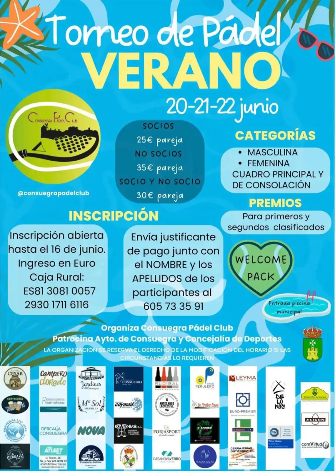 Image from AytoConsuegra: 📣 *AGENDA DEPORTIVA CONSUEGRA* 🏁 🥎 Torneo de PADEL ☀️ Verano 2025 ...