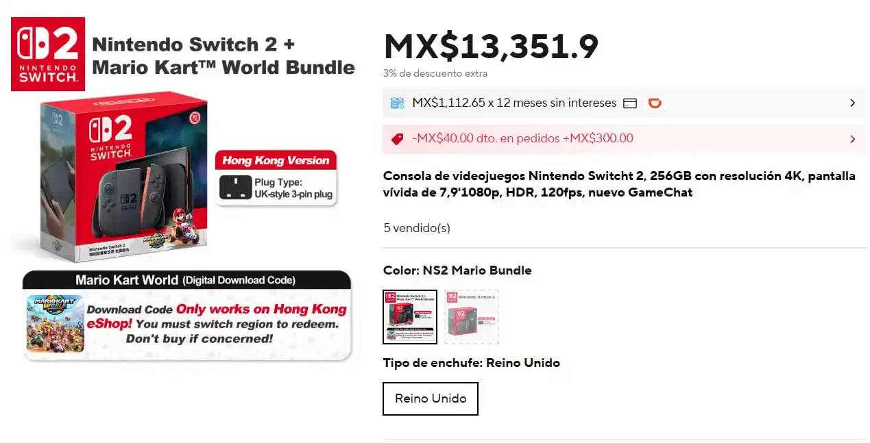 Image from Ofertones México : AliExpress: Consola de videojuegos Nintendo Switcht 2, 256GB con resol...