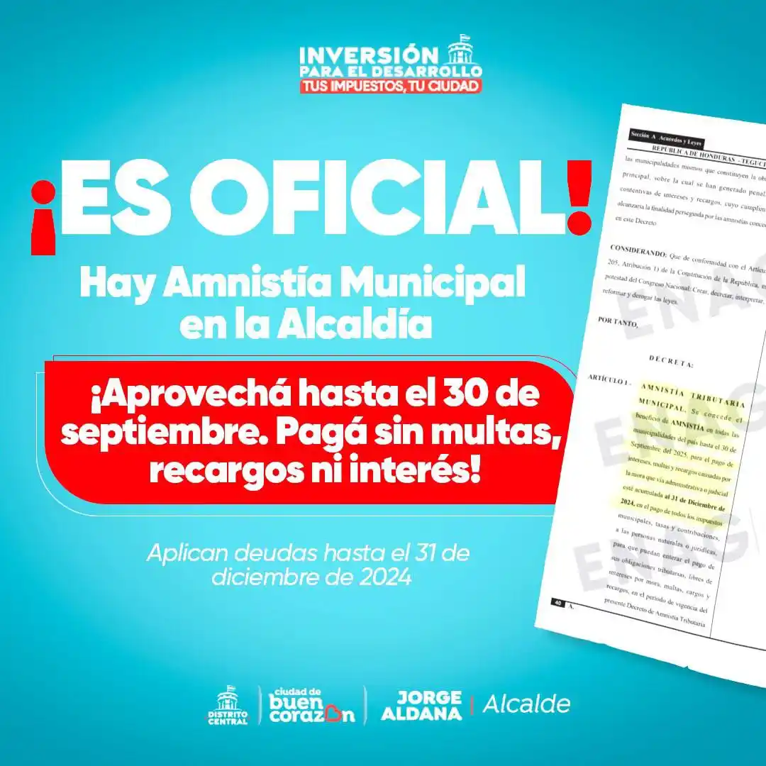 Image from La Alcaldía al Día : 🚨¡Amnistía, amnistía, amnistía en la Alcaldía!🚨  Sin multas, ni reca...