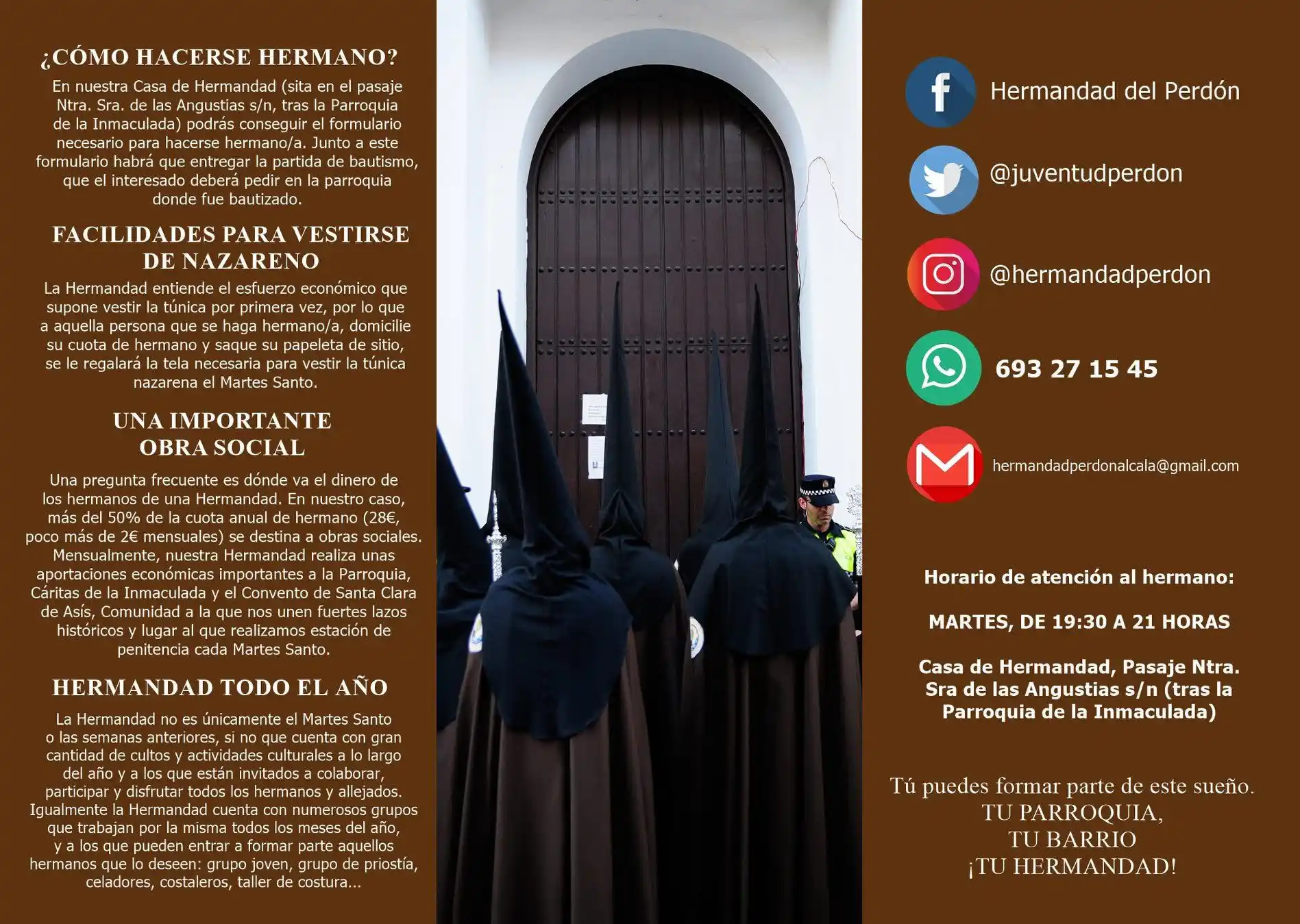 Image from Hermandad Del Perdón: 🟤 ATENCIÓN AL HERMANO. 🕰 Todos los martes, de 19:30 a 21:00 horas. ...