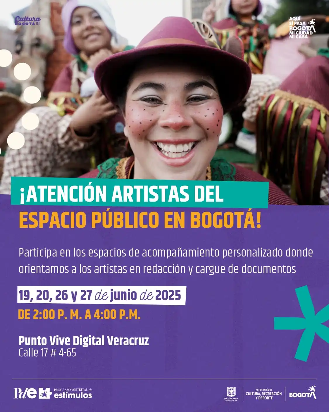 Image from Cultura Bogotá: ¡Atención artistas del espacio público! Como parte del proceso de soc...
