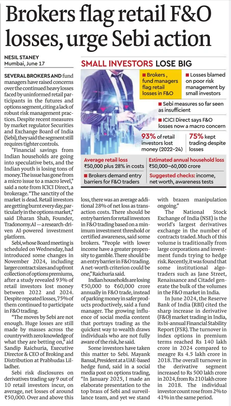 Image from Prateek Garg & Company: Brokers Raise Alarm on Retail F&O Losses, Urge SEBI to Tighten Entry N...