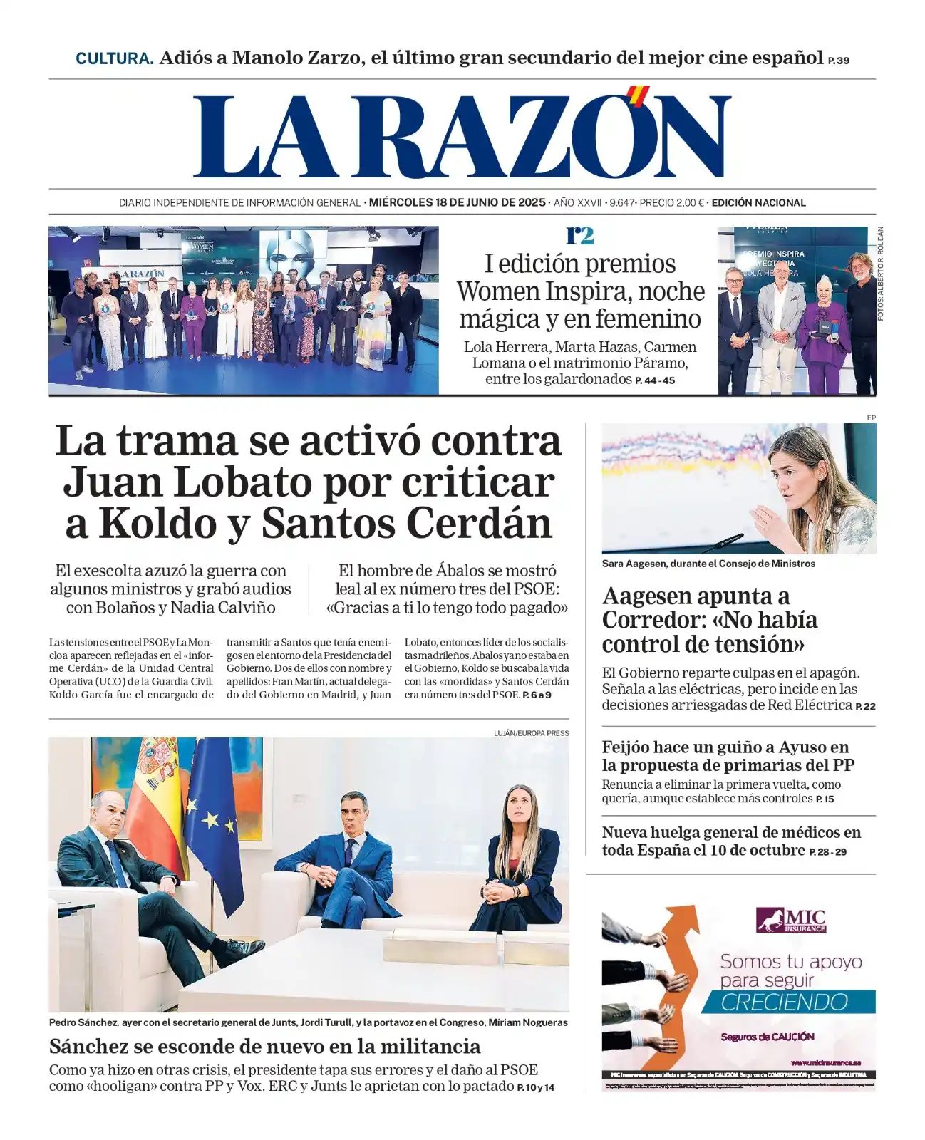 Image from La Razón: 👋🏻 Buenos días 📰 Aquí os dejamos nuestra <a class="text-blue-500 h...