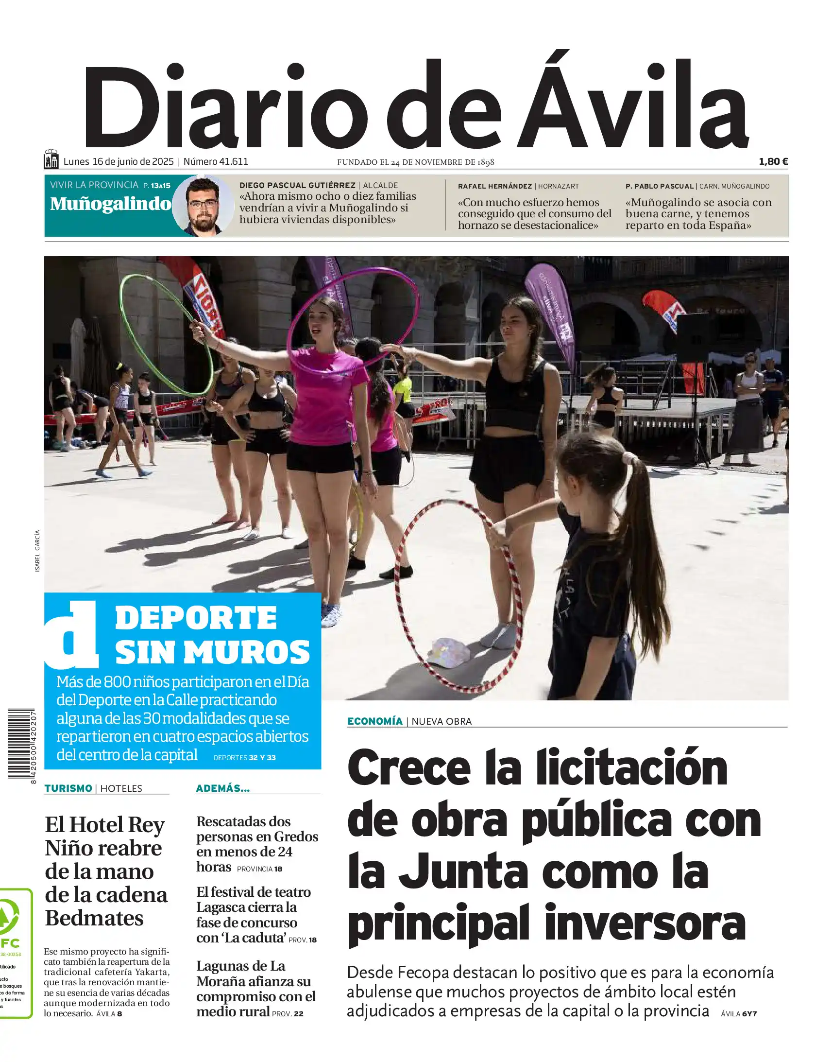 Image from Diario de Ávila: 🗞Buenos días. Esta es la portada de Diario de Ávila de este lunes 16 ...
