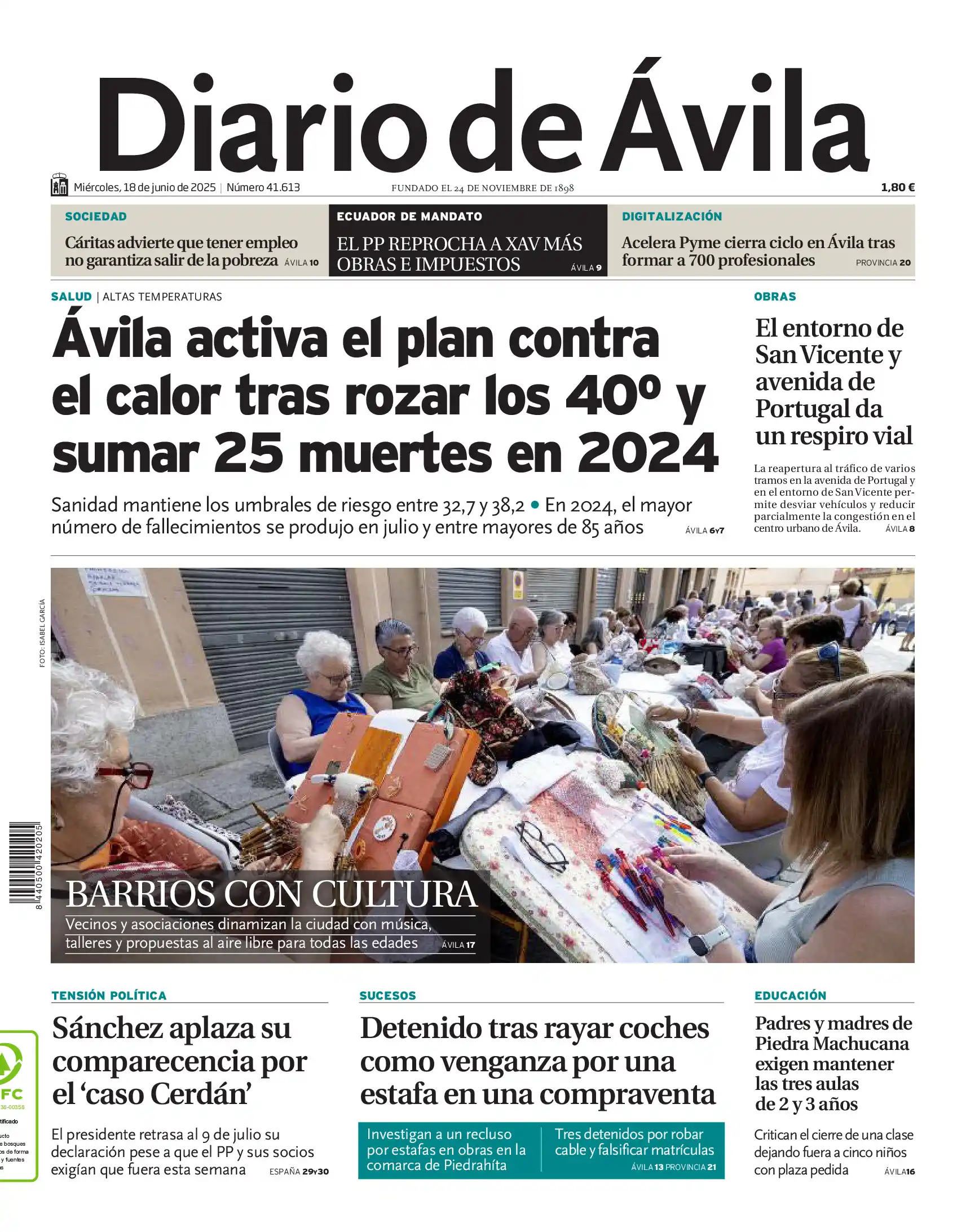 Image from Diario de Ávila: 🗞Buenos días. Esta es la portada de Diario de Ávila de este miércoles...