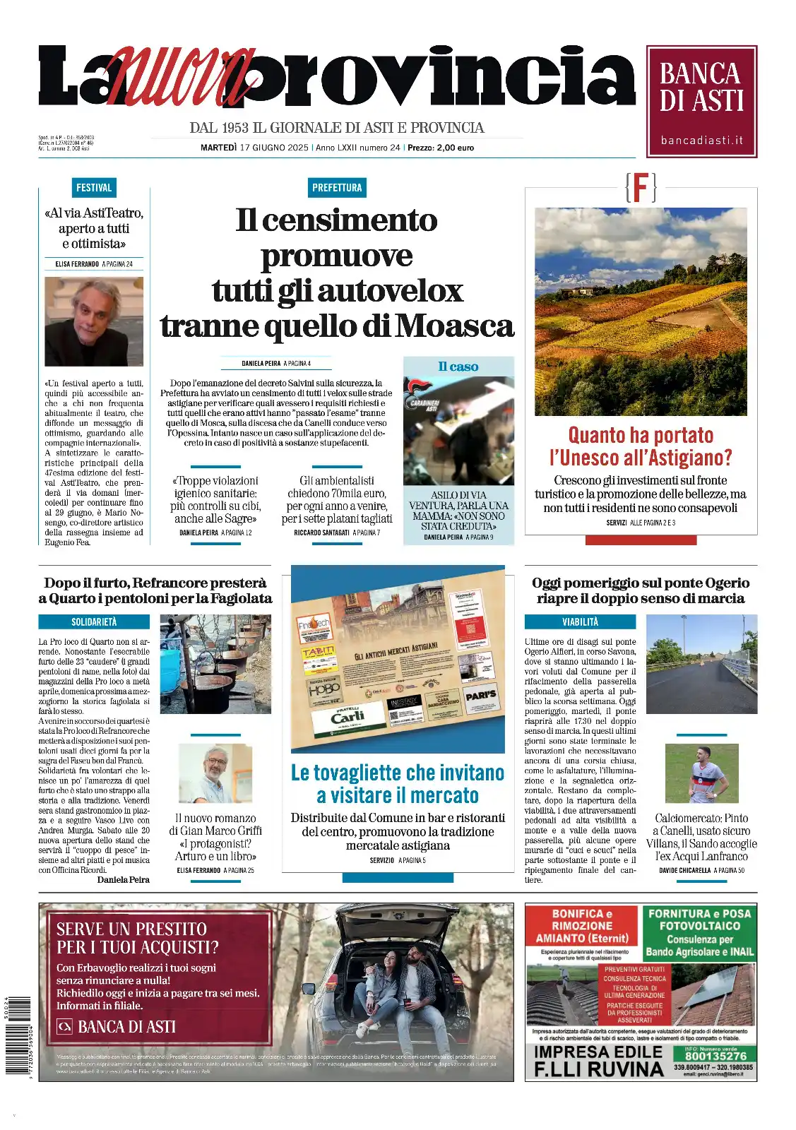 Image from La Nuova Provincia di Asti - Martedì in edicola (https://lanuovaprovincia.it): Buongiorno. Ecco la PRIMA PAGINA de La Nuova Provincia che trovate in ...