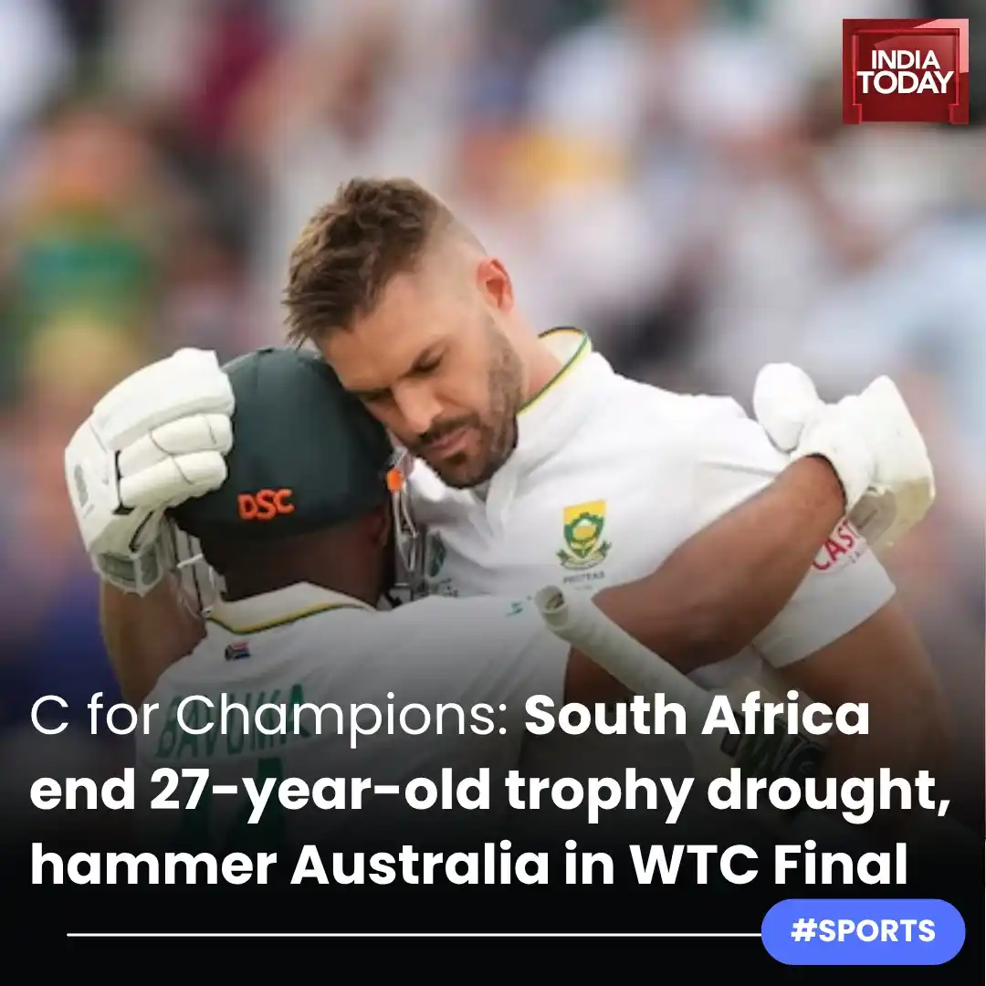 Image from India Today: *C for Champions!!!* 🏆 ✨ ➡️ South Africa beat Australia by 5 wicket...
