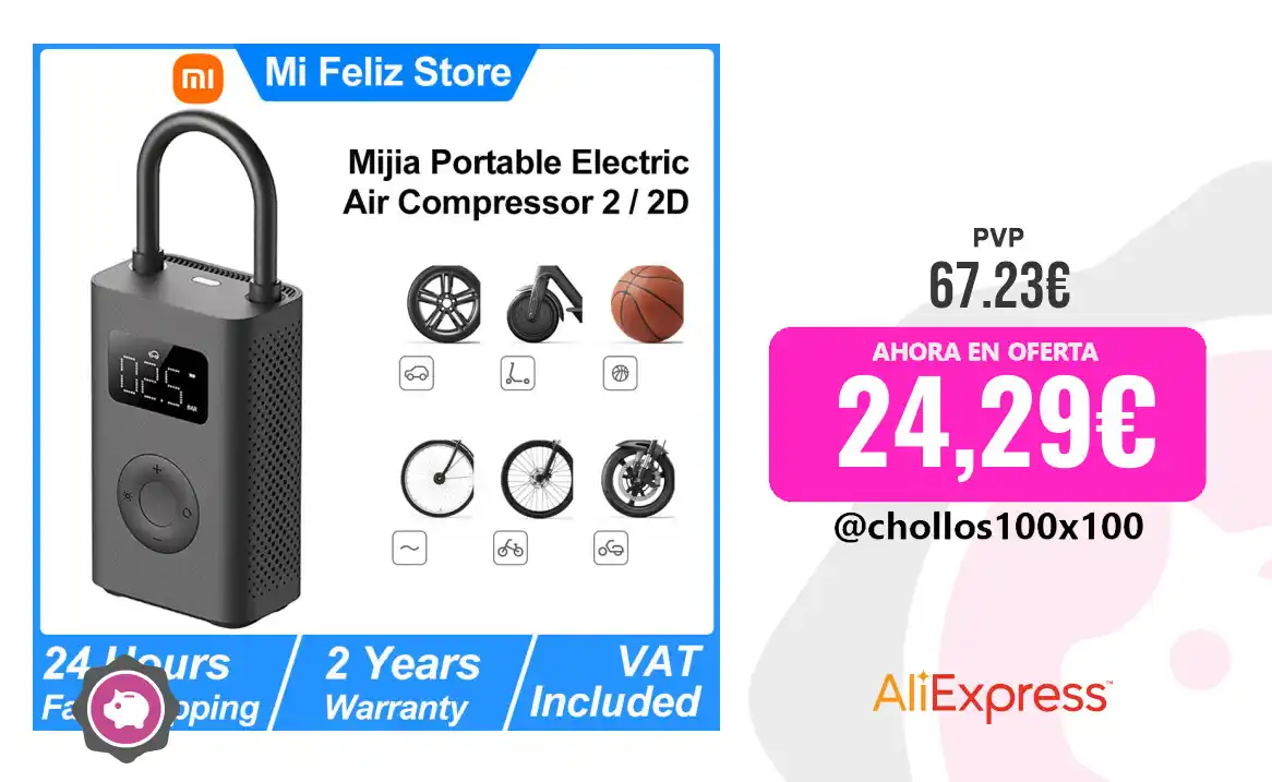 Image from Chollos100x100 🔥: 🔥 CHOLLAZO COMPRESOR PORTÁTIL <a class="text-blue-500 hover:underline...