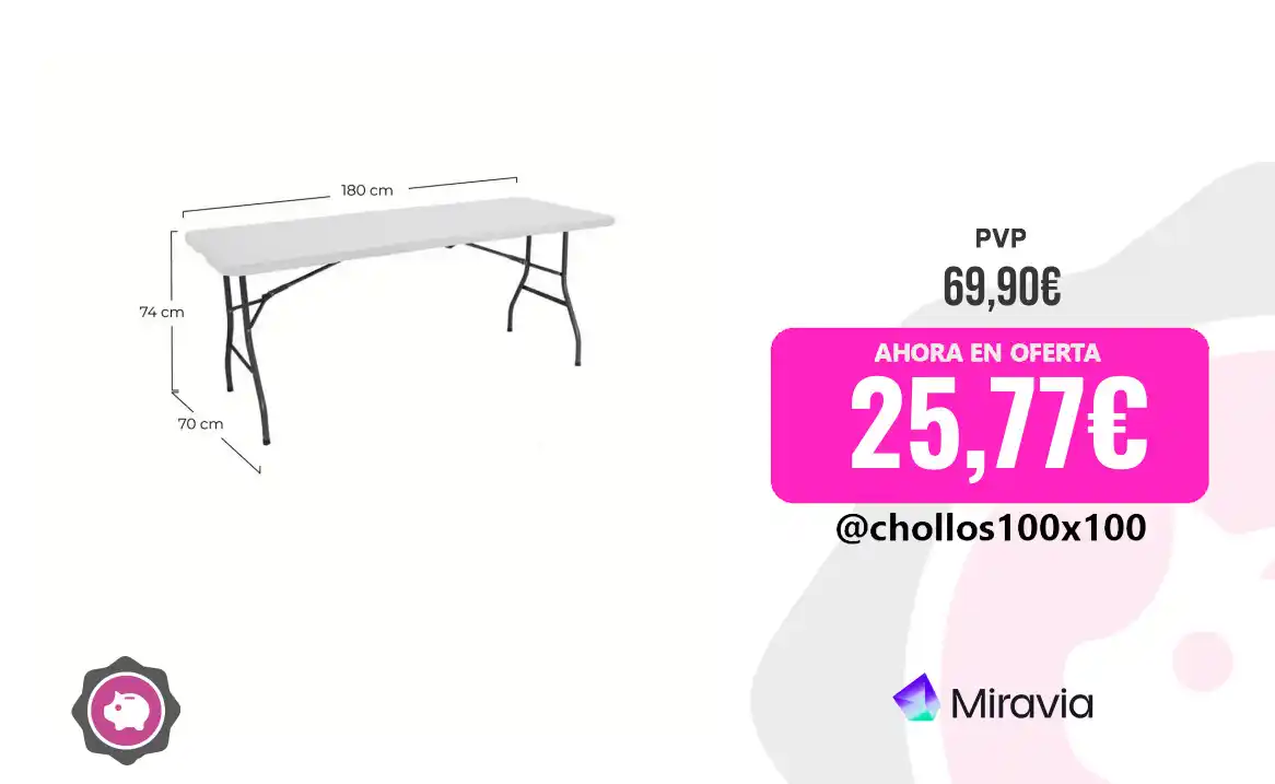 Image from Chollos100x100 🔥: 🔥 CHOLLAZO MESA PLEGABLE <a class="text-blue-500 hover:underline cur...