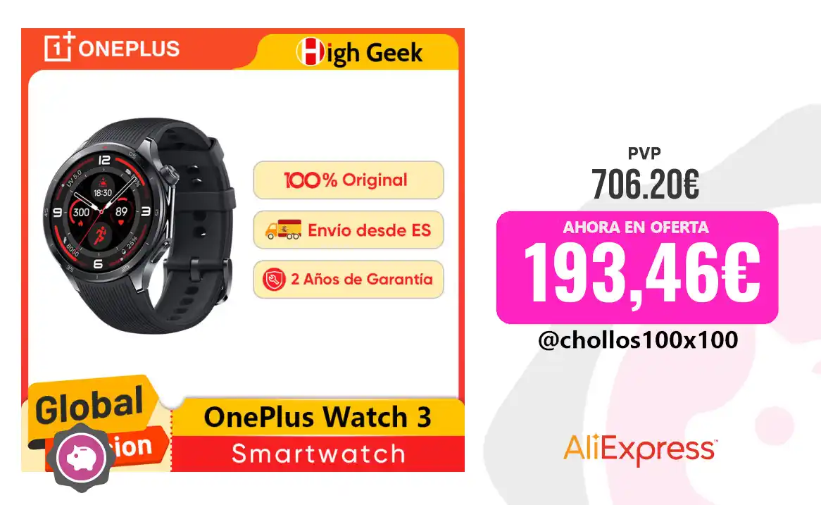 Image from Chollos100x100 🔥: 🔥 CHOLLAZO ONEPLUS WATCH3 <a class="text-blue-500 hover:underline cur...
