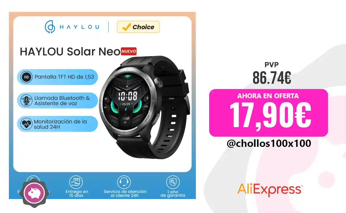 Image from Chollos100x100 🔥: 🔥 CHOLLAZO RELOJ SOLAR <a class="text-blue-500 hover:underline cursor...